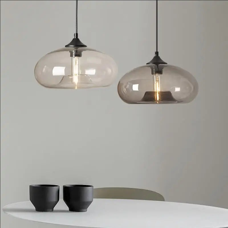 Lampe Suspension Verre Coloré LED - Plafonnier Moderne E27 Restaurant Bar