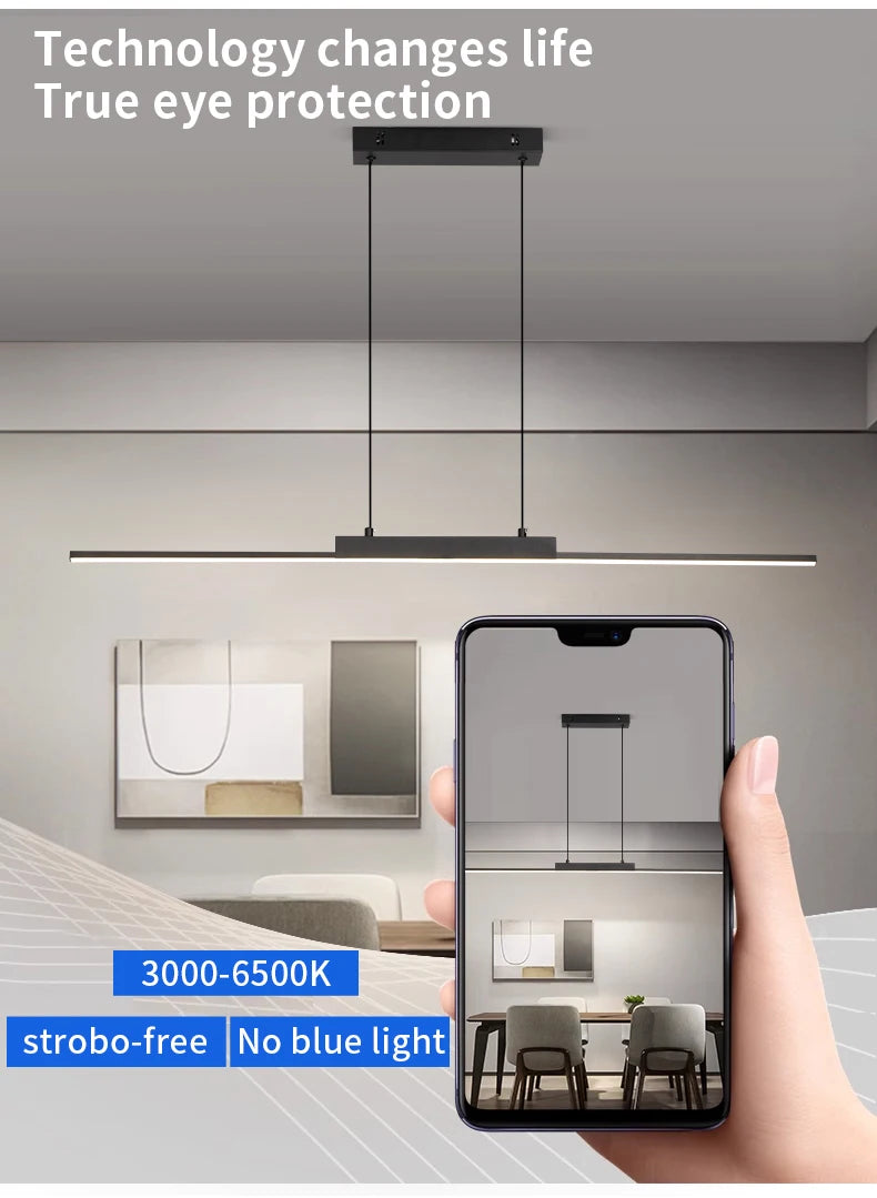 Suspension LED Moderne Longue - Luminaire Design pour Salle à Manger