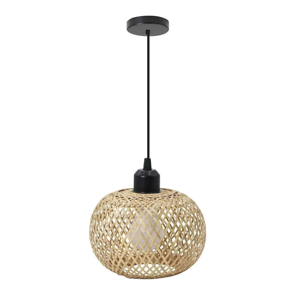 Plafonnier Bambou Tressé Artisanal - Luminaire Naturel Style Rétro
