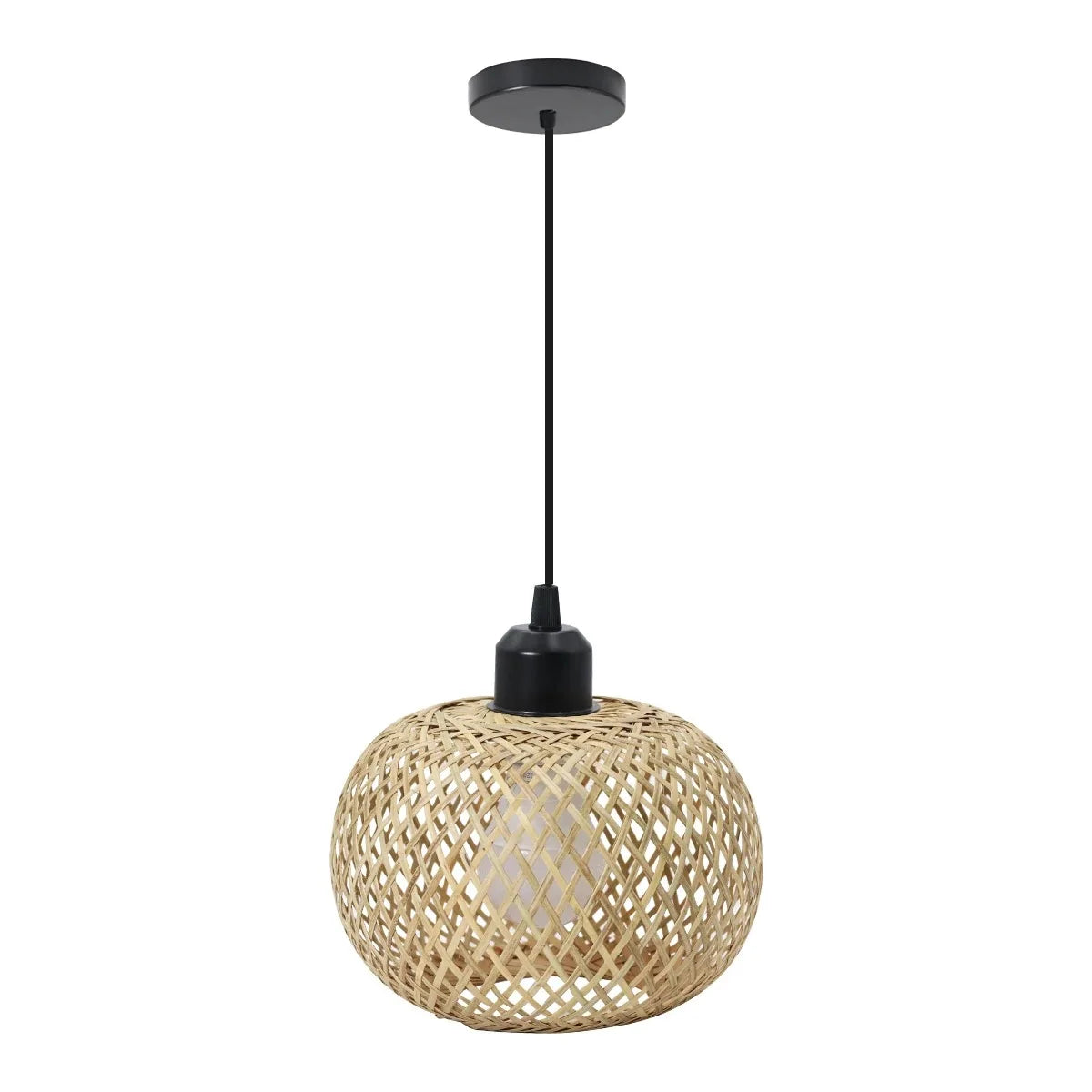 Plafonnier Bambou Tressé Artisanal - Luminaire Naturel Style Rétro